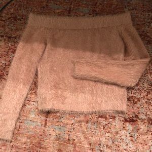 Fuzzy off the shoulder sweater